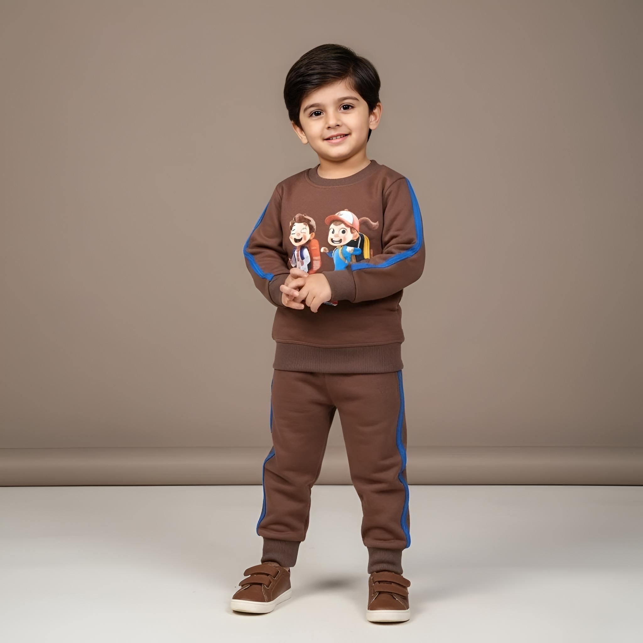 Brown Terry Cotton Tracksuits