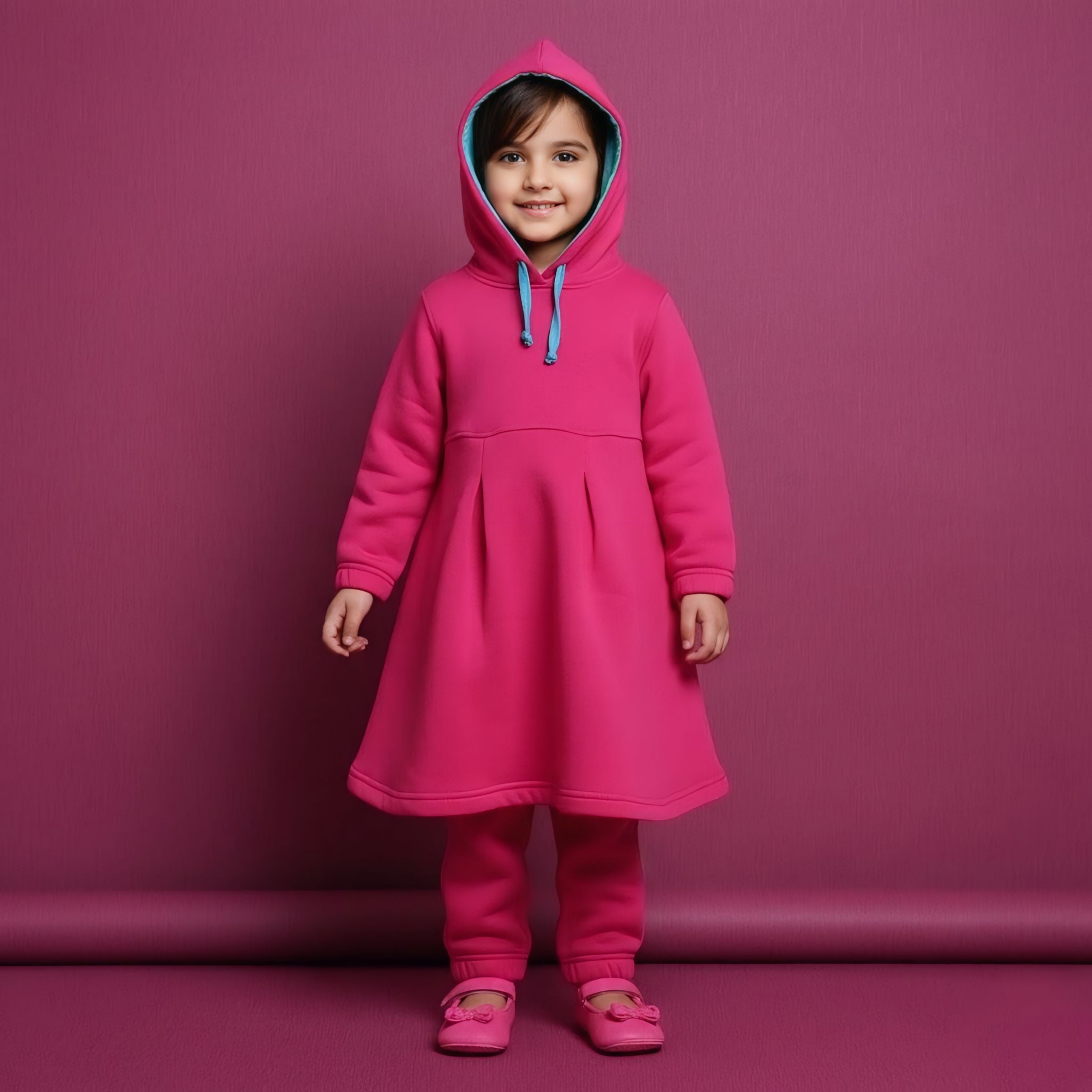 Fushia Fleece Frock Dress