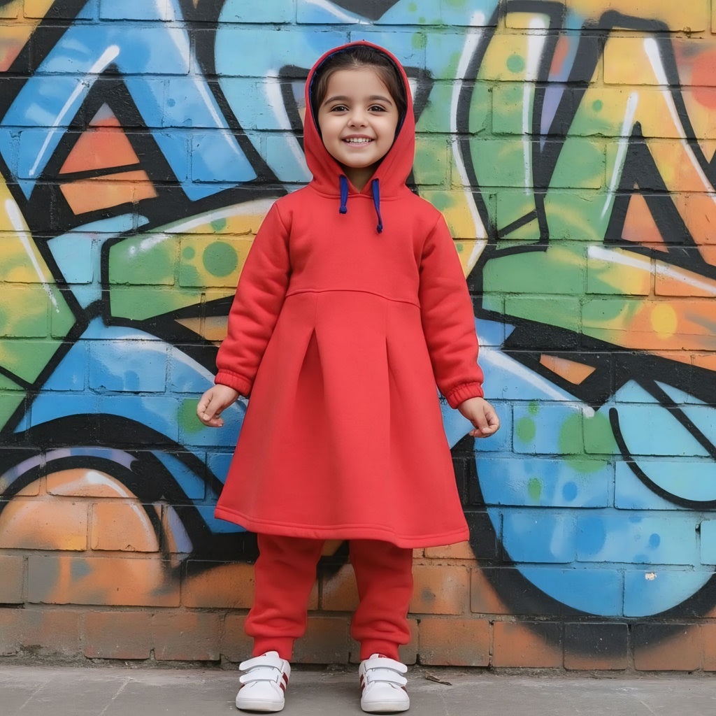 Maroonish Red Fleece Frock Dress