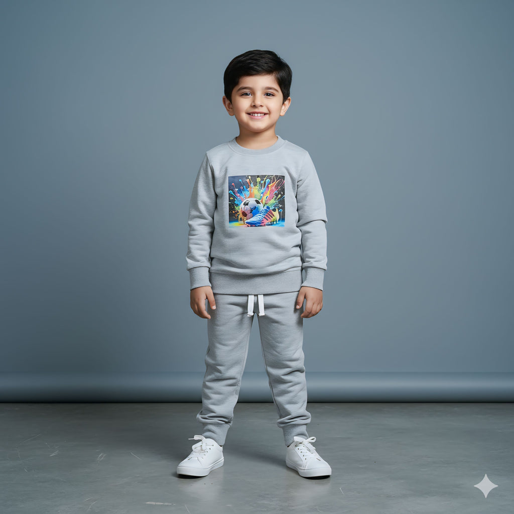 Grey Soccer Terry Cotton Tracksuits