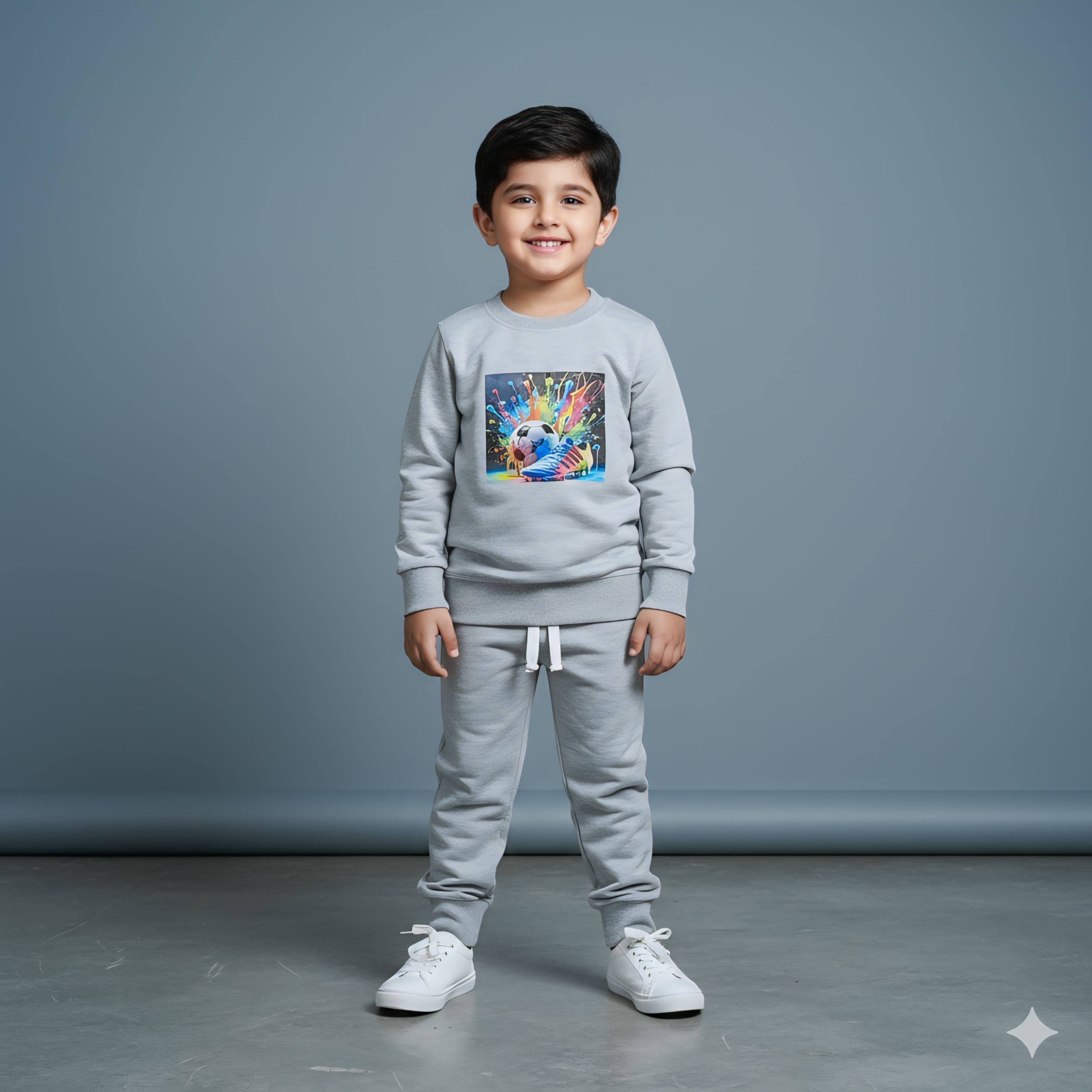 Grey Soccer Terry Cotton Tracksuits