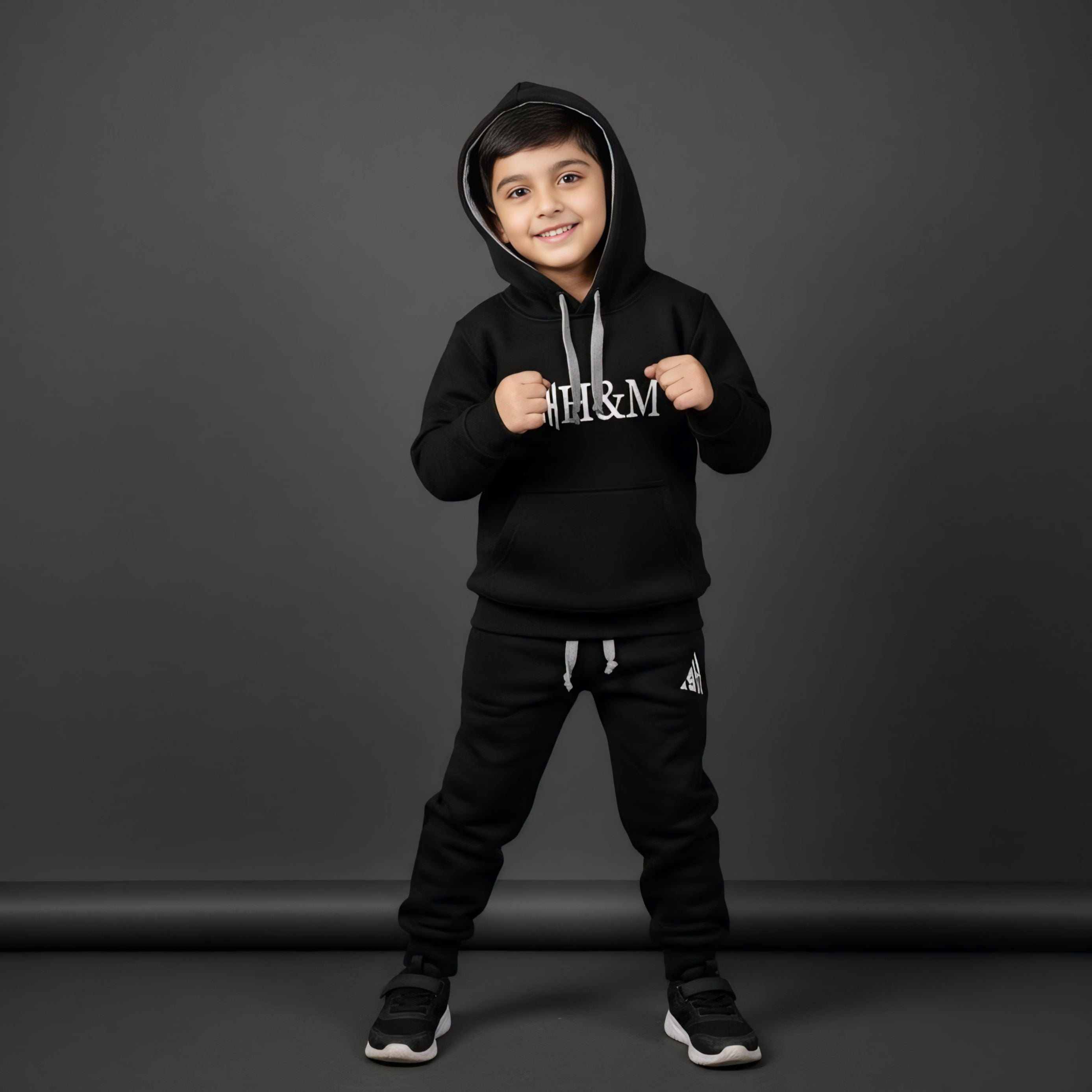 H&M Black Hoodies Tracksuits