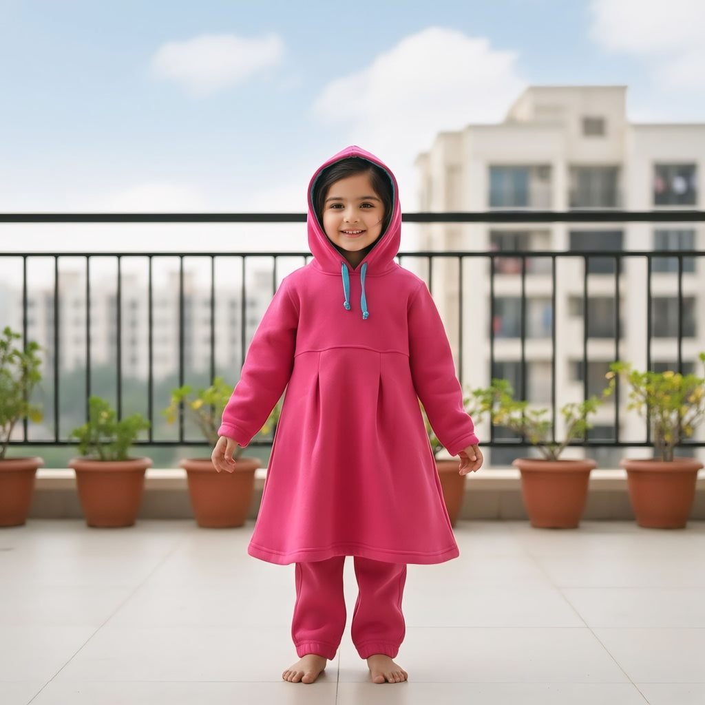 Fushia Fleece Frock Dress