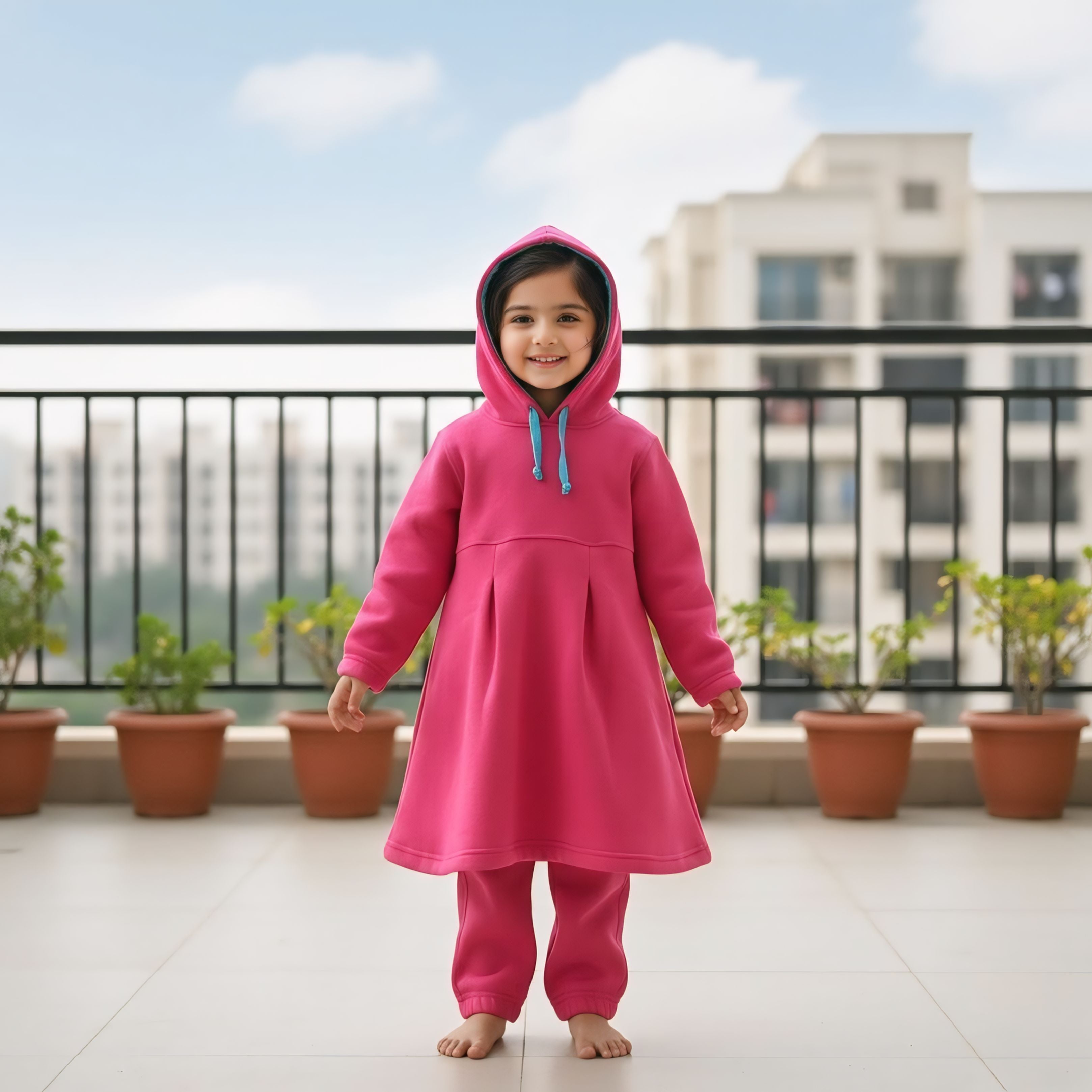 Fushia Fleece Frock Dress